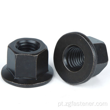 Nozes de hexagon de revestimento de óxido preto de grau 10 com flange